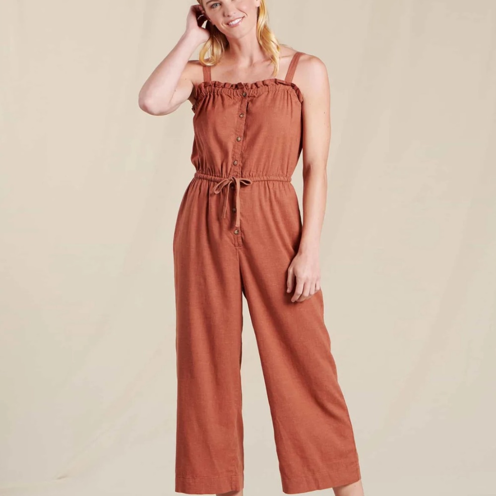 Strappy Hemp Jumpsuit, Burnt Orange